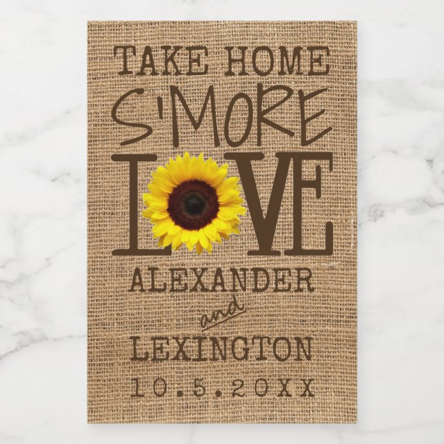 Rótulo Para Comida Leve Para Casa S'More Love Sunflower (Rótulo Único)