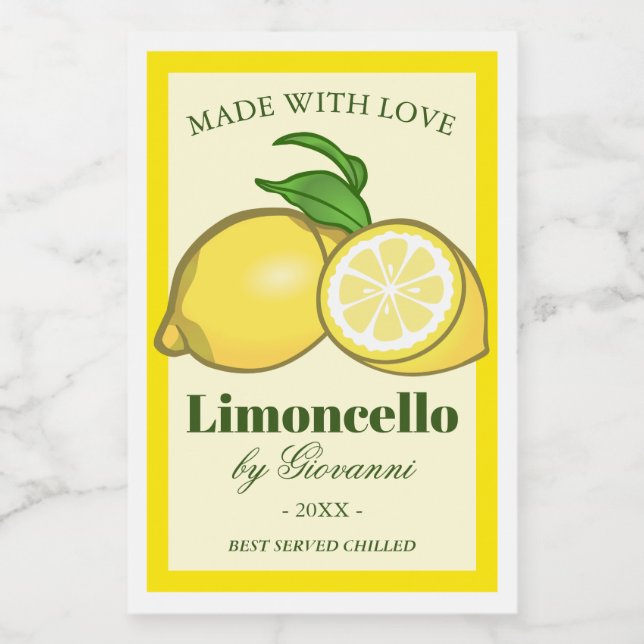 Rótulo Para Comida Licor de Limoncello | Limões Limoncino (Rótulo Único)