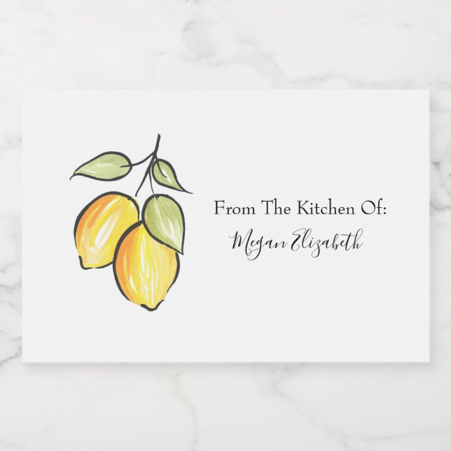 Rótulo Para Comida Limões de Aquarelas e Tintas (Rótulo Único)