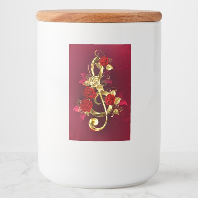 Rótulo Para Comida Limpeza de ouro com Flores Rosa (Frente)