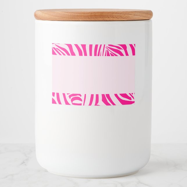 Rótulo Para Comida Listras de zebra rosa (Frente)