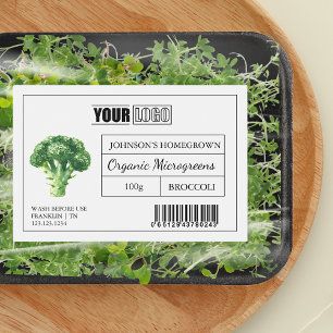 Rótulo Para Comida Logotipo Personalizado e Código de Barras Broccoli