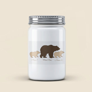 Rótulo Para Comida Mama Urso Personalizada Com 2 Nomes de Filhos Pres