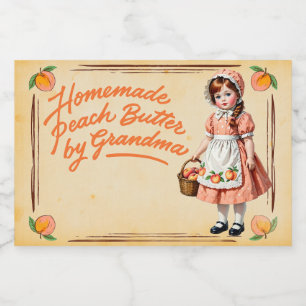 Rótulo Para Comida Manteiga de Pêssego Caseira da Vovó - Vintage