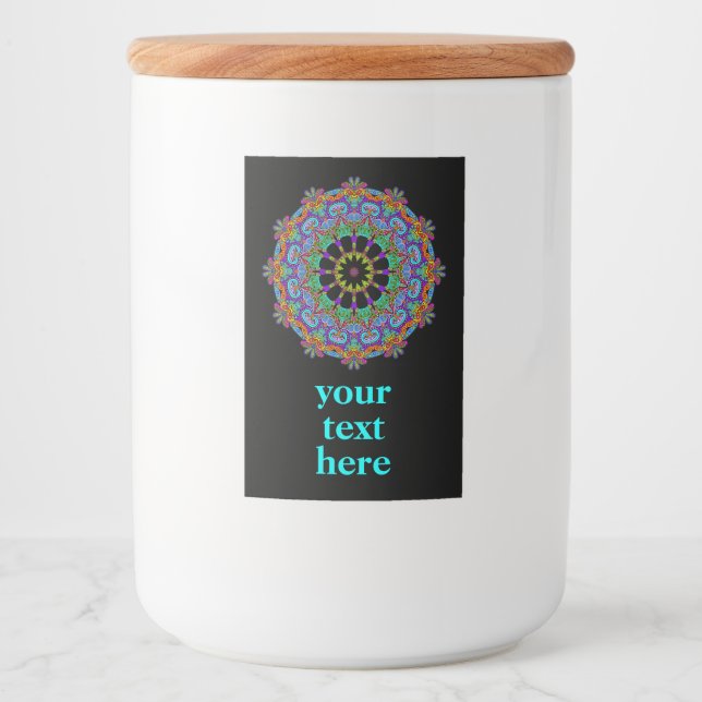 Rótulo Para Comida Manuscrito Mandala Relógio Face 24 (Frente)