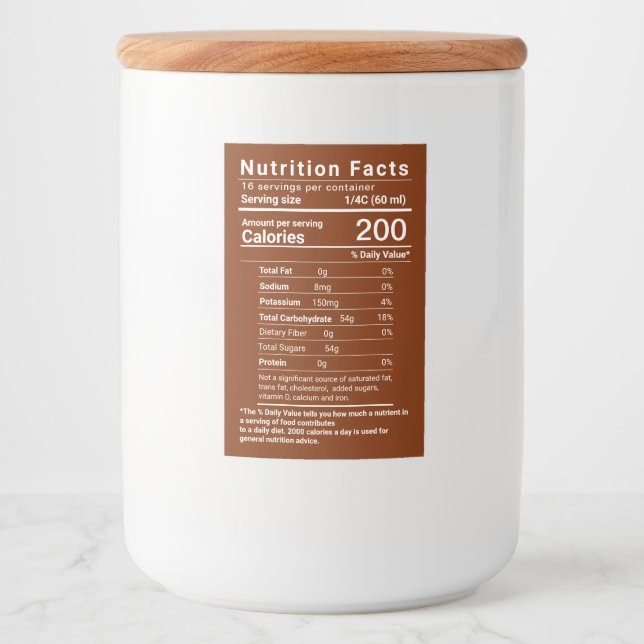 Rótulo Para Comida Maple Syrup Nutrition Facts Últimos Regulamentos d (Frente)