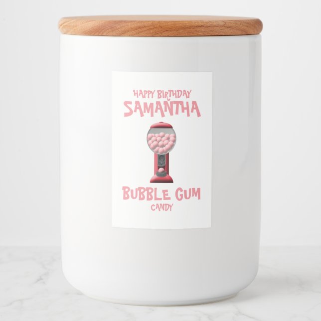 Rótulo Para Comida Máquina Doce De Goma De Bolha Rosa (Frente)