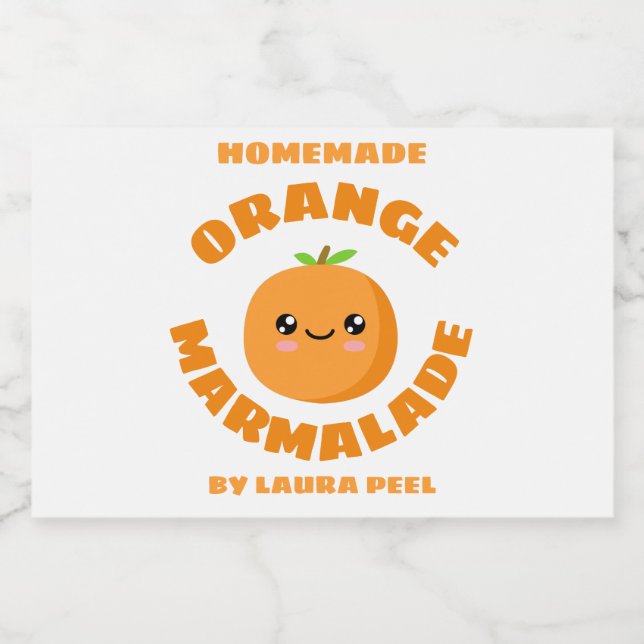 Rótulo Para Comida Marmalade Laranja Feita à Mão (Rótulo Único)