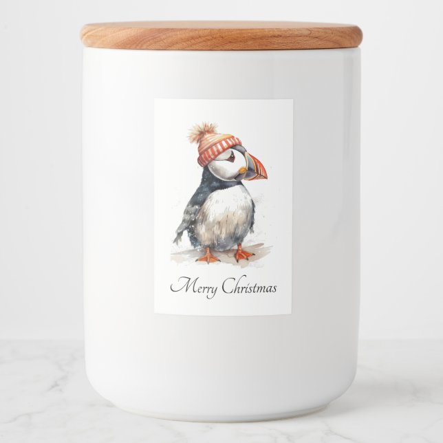 Rótulo Para Comida Merry Puffin, personalizado (Frente)
