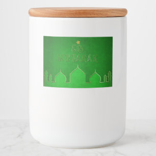 Rótulo Para Comida Mesquita Dourada Verde Eid Mubarak