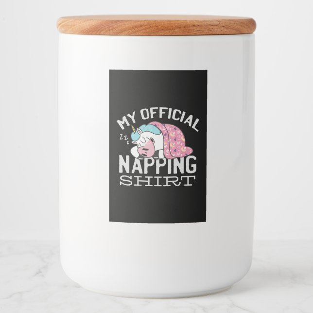 Rótulo Para Comida Minha camisa de dormir - Preguiçoso Unicórnio dorm (Frente)