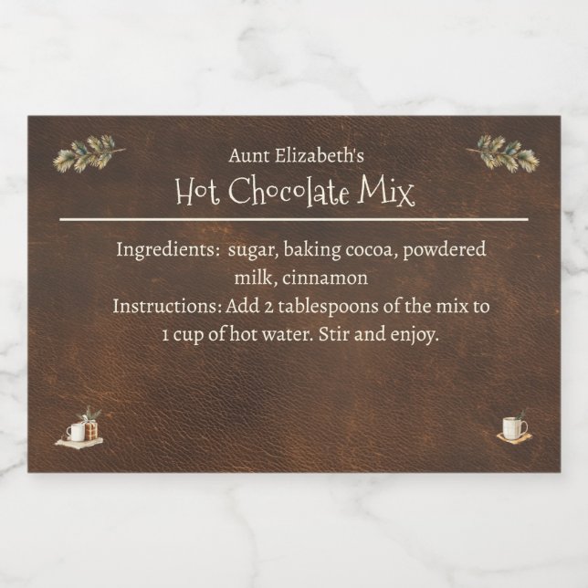 Rótulo Para Comida Mistura de cacau de chocolate quente de Natal russ (Rótulo Único)