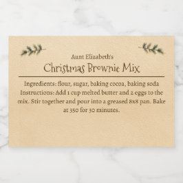 Rótulo Para Comida Mistura de Preparação de Brownie de Natal Personal