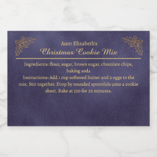 Rótulo Para Comida Mistura Personalizada de Biscoitos de Natal Azul