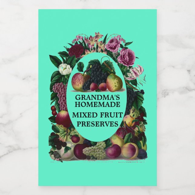 Rótulo Para Comida Modelo de reservas de Frutas mistas em casas de vi (Rótulo Único)