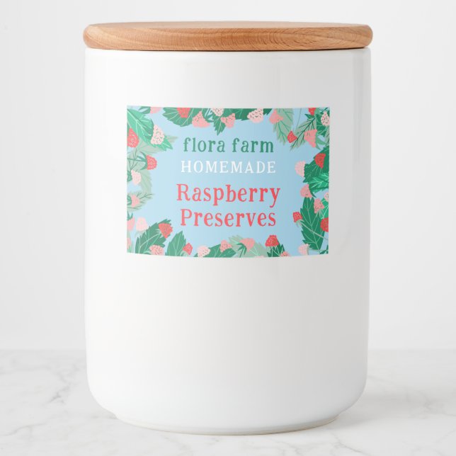 Rótulo Para Comida Moldura de Framboesa Geleia Caseira Personalizada (Frente)