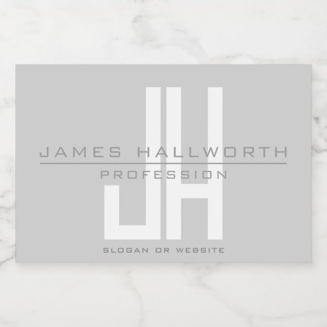 Rótulo Para Comida Monograma de Negócios de Aparência Moderna | Cinza (Rótulo Único)