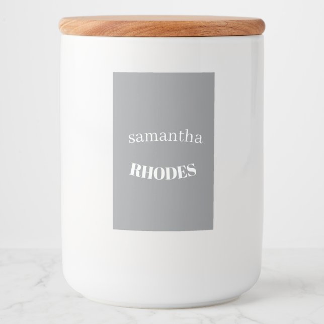 Rótulo Para Comida Monograma minimalista personalizado cinza (Frente)