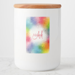 Rótulo Para Comida Monograma Modelo Amarelo Laranja Azul Cor-de-rosa