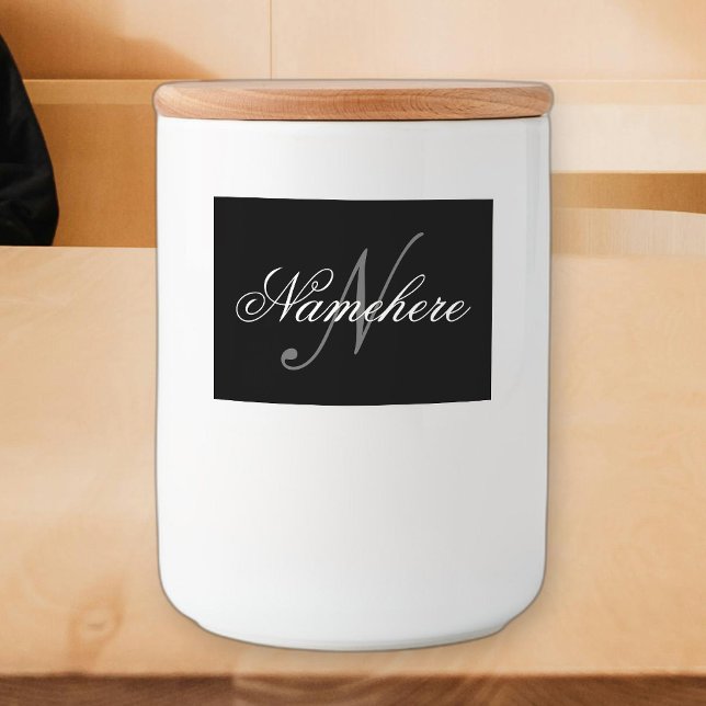 Rótulo Para Comida Monograma Personalizado Único de Nomes Preto e Bra (Criador carregado)