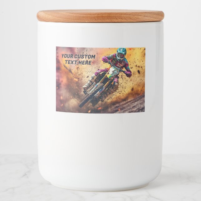 Rótulo Para Comida Motocross de texto personalizado (Frente)