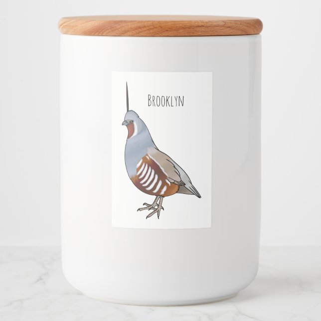 Rótulo Para Comida Mountain quail bird cartoon illustration  (Frente)