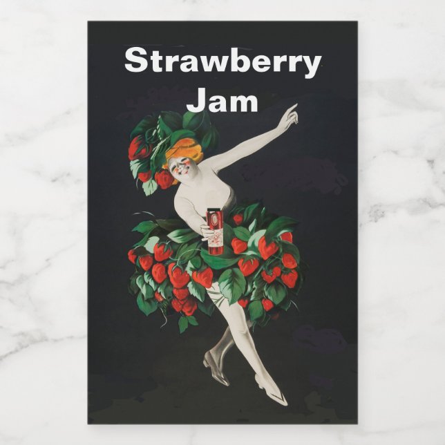Rótulo Para Comida MULHER COM STRAWBERRIES Art Nouveau Strawberry Jam (Rótulo Único)