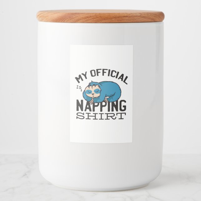 Rótulo Para Comida My official napping shirt - Lazy sleeping Sloth (Frente)