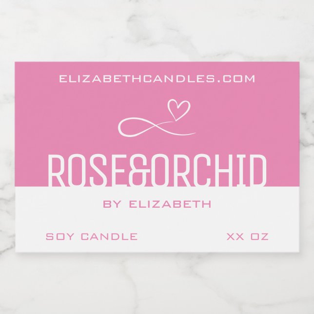 Rótulo Para Comida Na moda Moderno - Vela Branca Simples, Rosa, e (Rótulo Único)