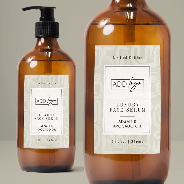 Rótulo Para Comida Neutral Bohemian Beige Waterproof Product Label (modern pastel cream cosmo bottle waterproof label with your logo and customizable colors)