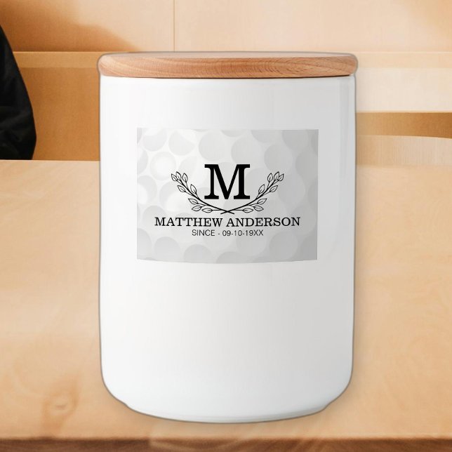 Rótulo Para Comida Nome do Padrão de Bola de Golfe Personalizada Mono (Criador carregado)