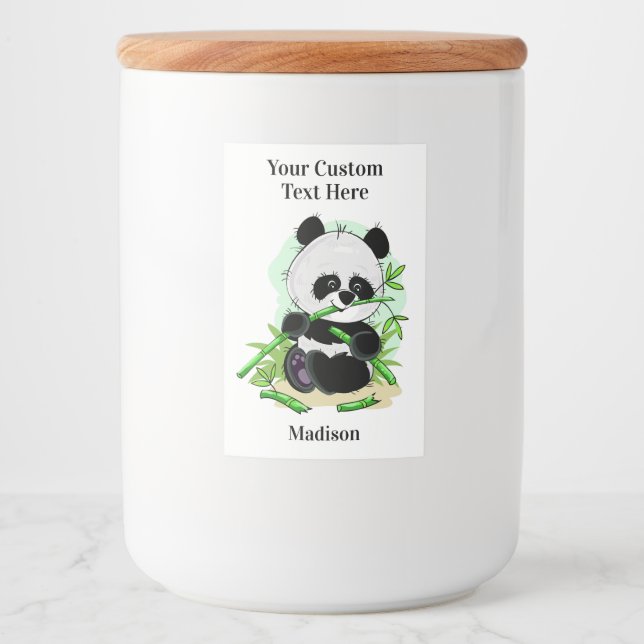 Rótulo Para Comida Nome personalizado do Panda Cute (Frente)