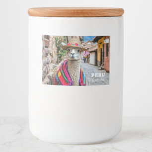 Rótulo Para Comida Nome personalizado Peru Llama