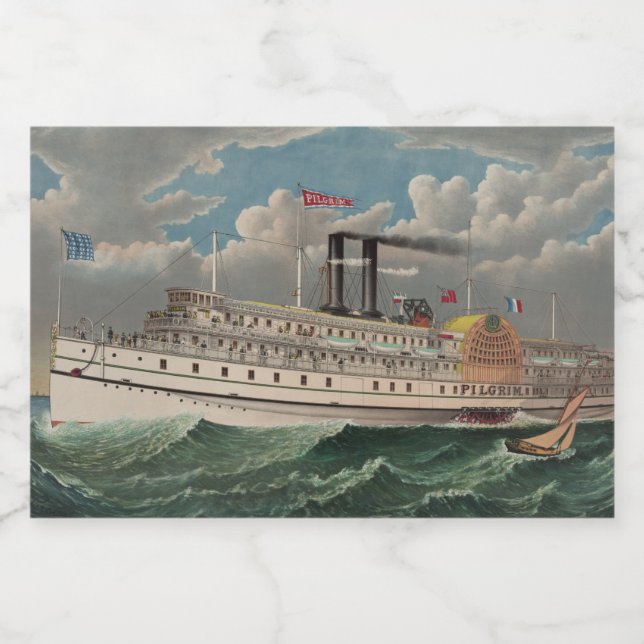 Rótulo Para Comida NY Voyage Grand PaddleWheel Steamboat O Peregrino (Rótulo Único)