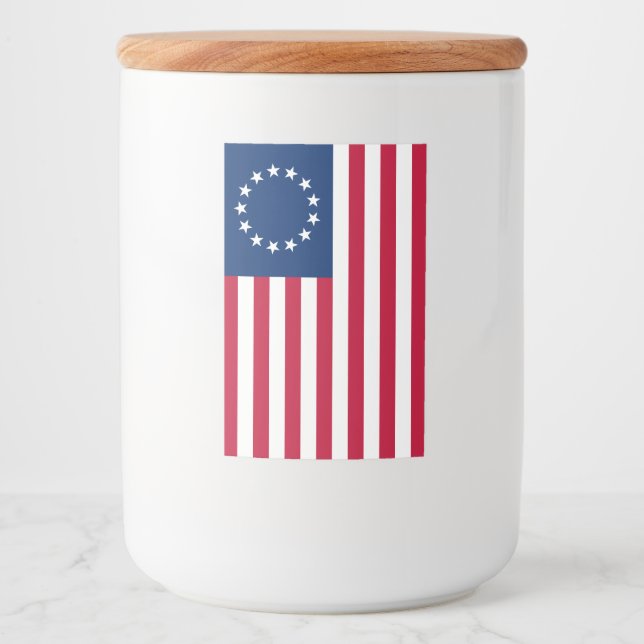Rótulo Para Comida O Círculo de Estrelas, Bandeira Americana por Bets (Frente)