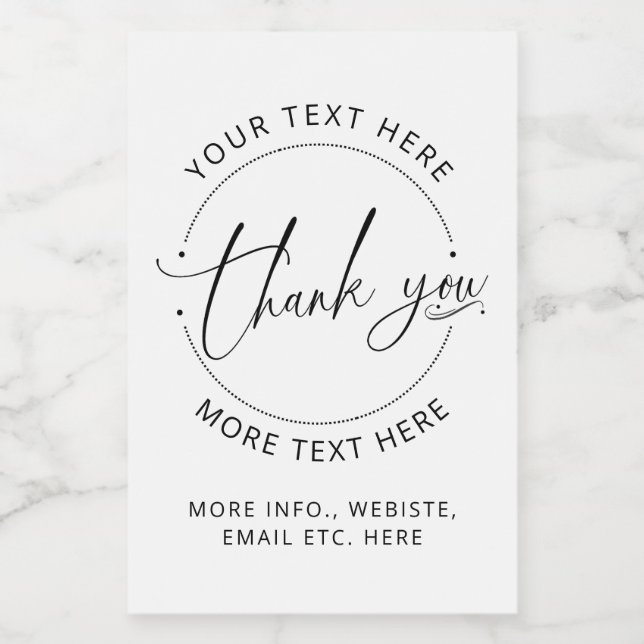 Rótulo Para Comida Obrigado Crie moderno sua própria pequena empresa (Rótulo Único)