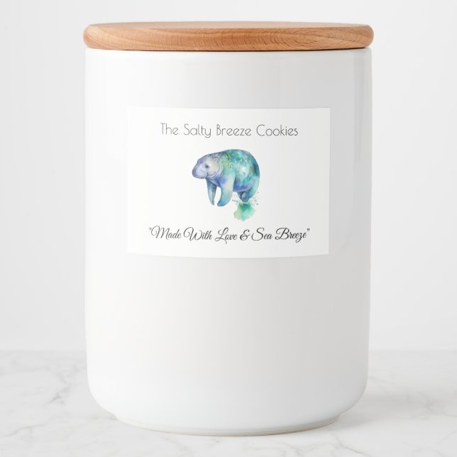 Rótulo Para Comida Ocean Whisper Manatee, custom (Frente)