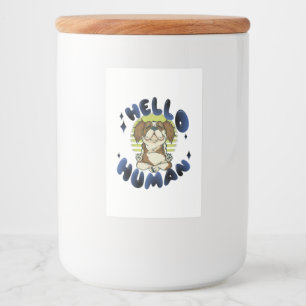 Rótulo Para Comida Olá humano Meditando yoga cão