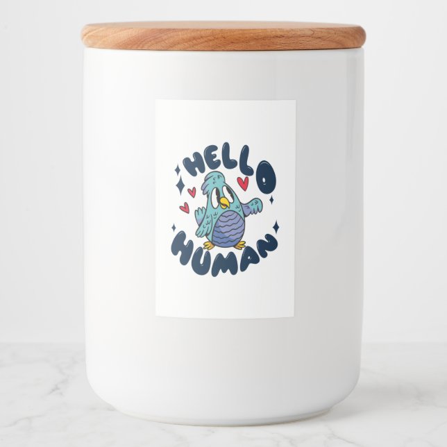 Rótulo Para Comida Olá humano passarinho fofo (Frente)