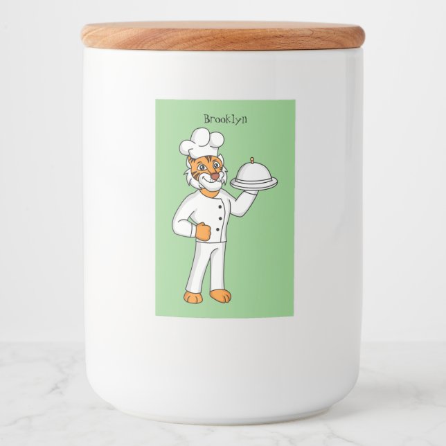 Rótulo Para Comida Óptica de desenho animado de tigre engraçado (Frente)