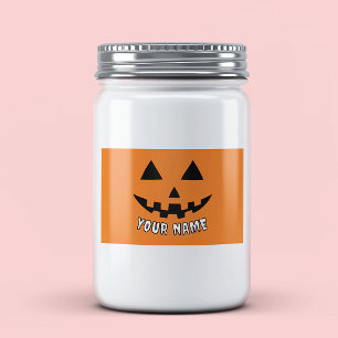 Rótulo Para Comida Orange Pumpkin Personalizado Halloween Seu Nome