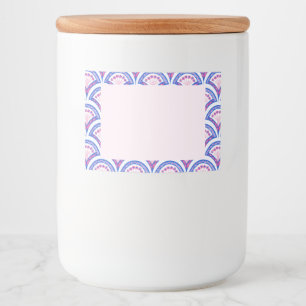 Rótulo Para Comida padrão de damasco floral azul