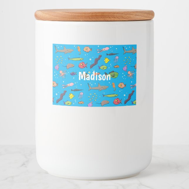 Rótulo Para Comida Padrão de ilustração de desenhos animados de criat (Frente)