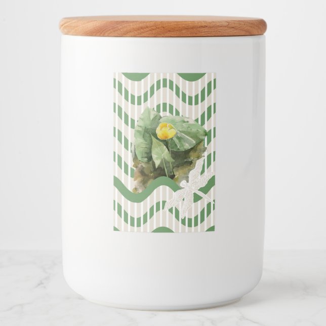 Rótulo Para Comida Padrão de lírios de água (Frente)