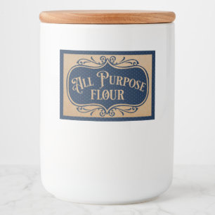 Rótulo Para Comida Padrão de Ponto Azul de Vintage com farinha para t