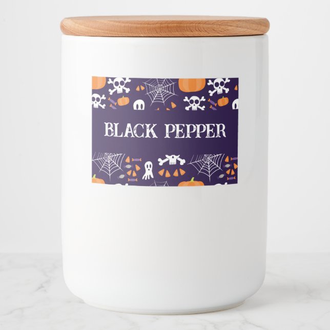Rótulo Para Comida Padrão Divertido de Halloween (Frente)