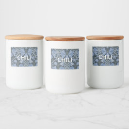 Rótulo Para Comida Padrão Floral em Aquarela Azul Elegante