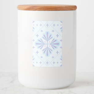 Rótulo Para Comida Padrão Floral Geométrico Azul Pastel