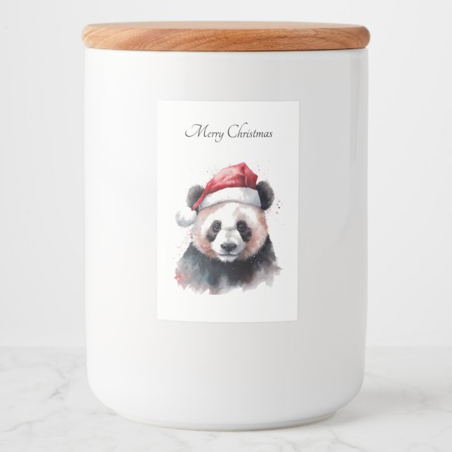 Rótulo Para Comida Panda de Natal, personalizável (Frente)