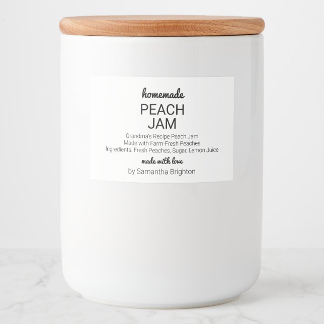 Rótulo Para Comida Pantry Canning Personalizada de Peach Jam (Frente)